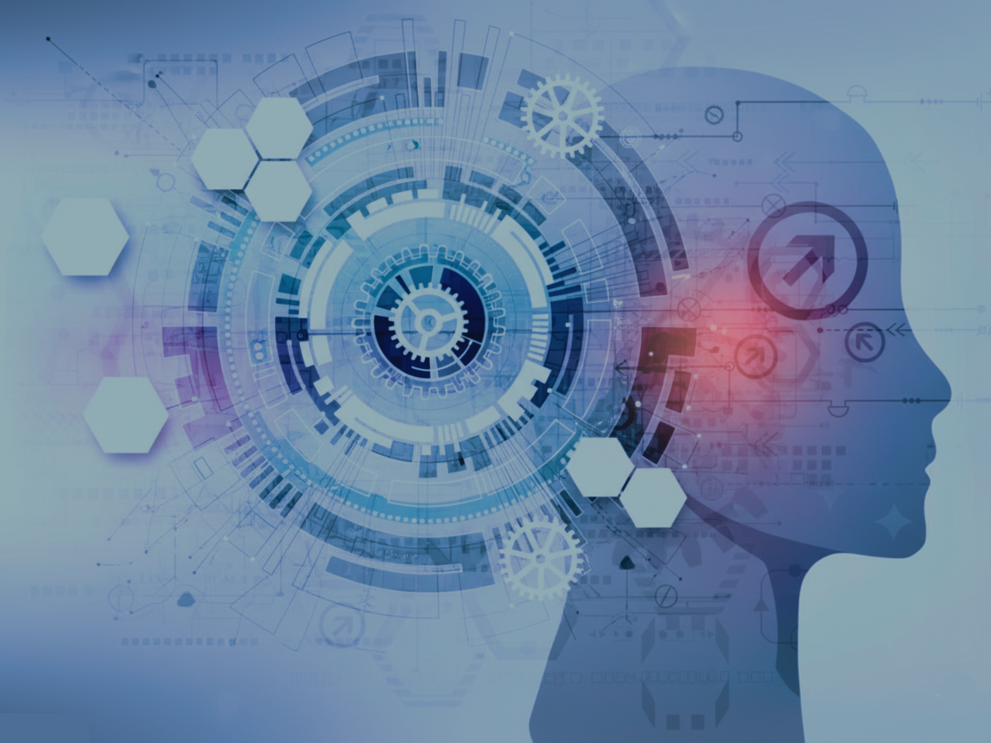 Profile with gears arrows for industry understanding