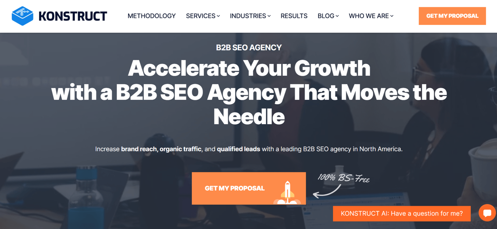 homepage for konstruct digital agency