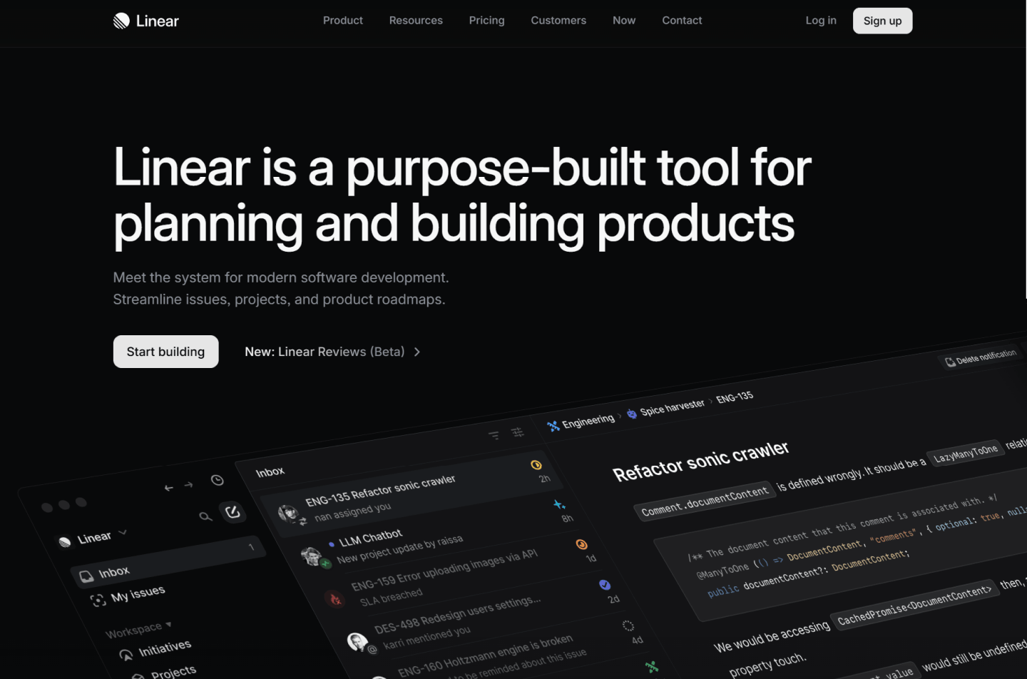 Linear allows technical users to view the product with their own data.