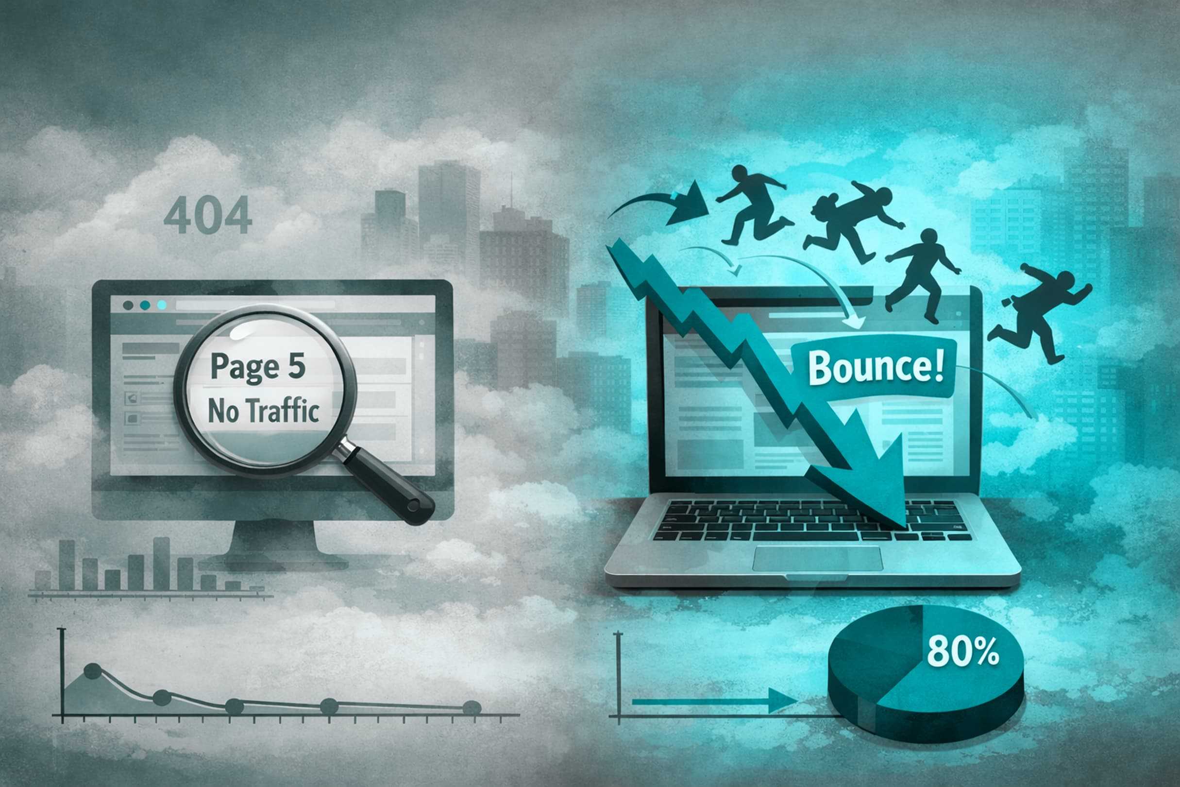 exiting sign through fog representing low visibility and bounce behavior