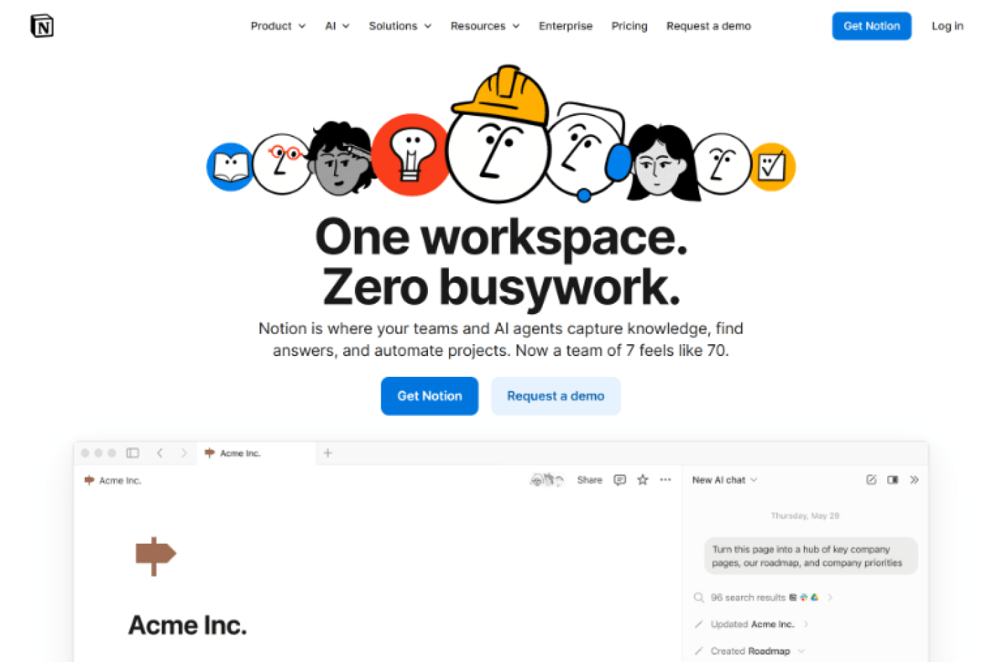Notion’s website adjusts content based on visitor role and device.