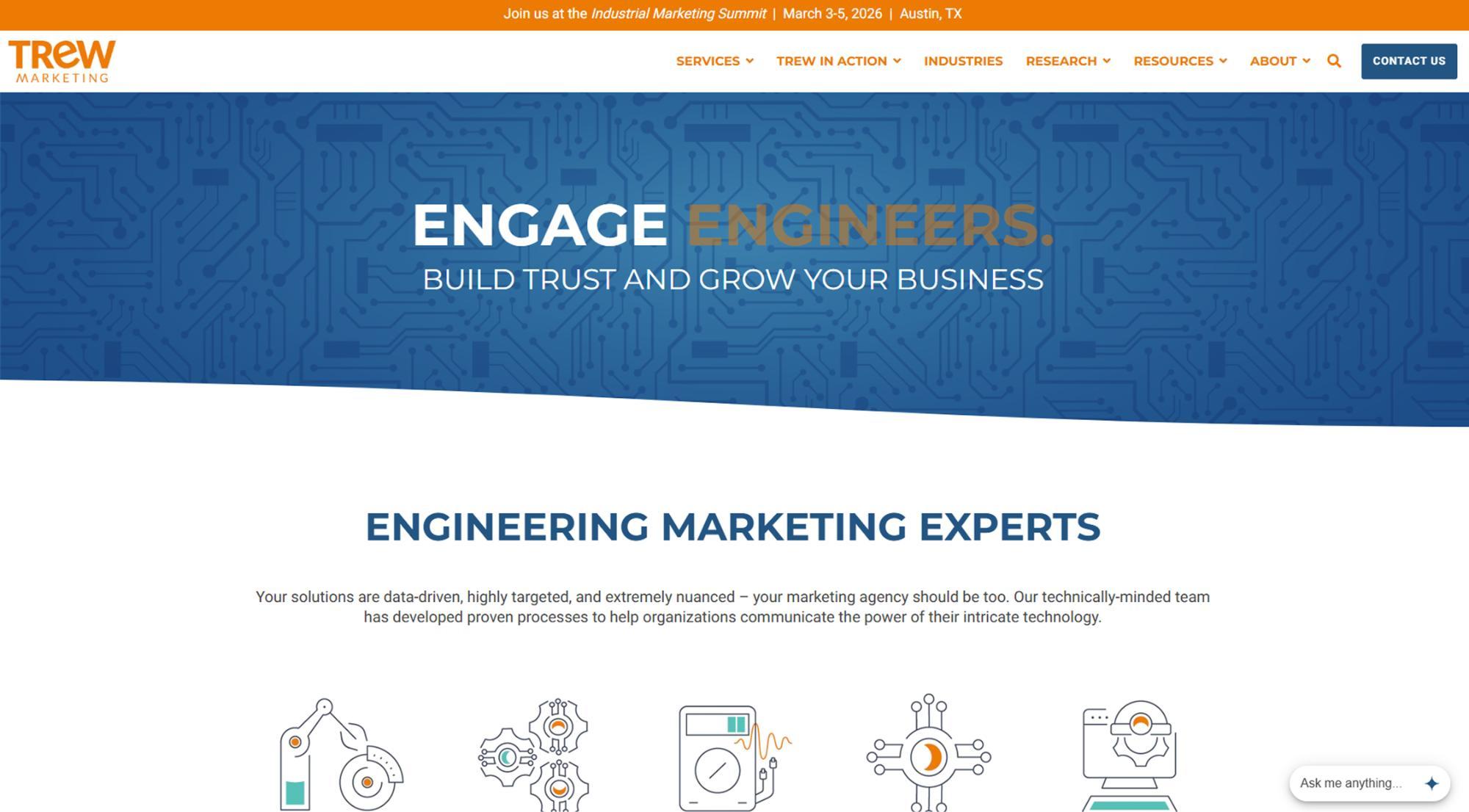 trew agency website screen capture