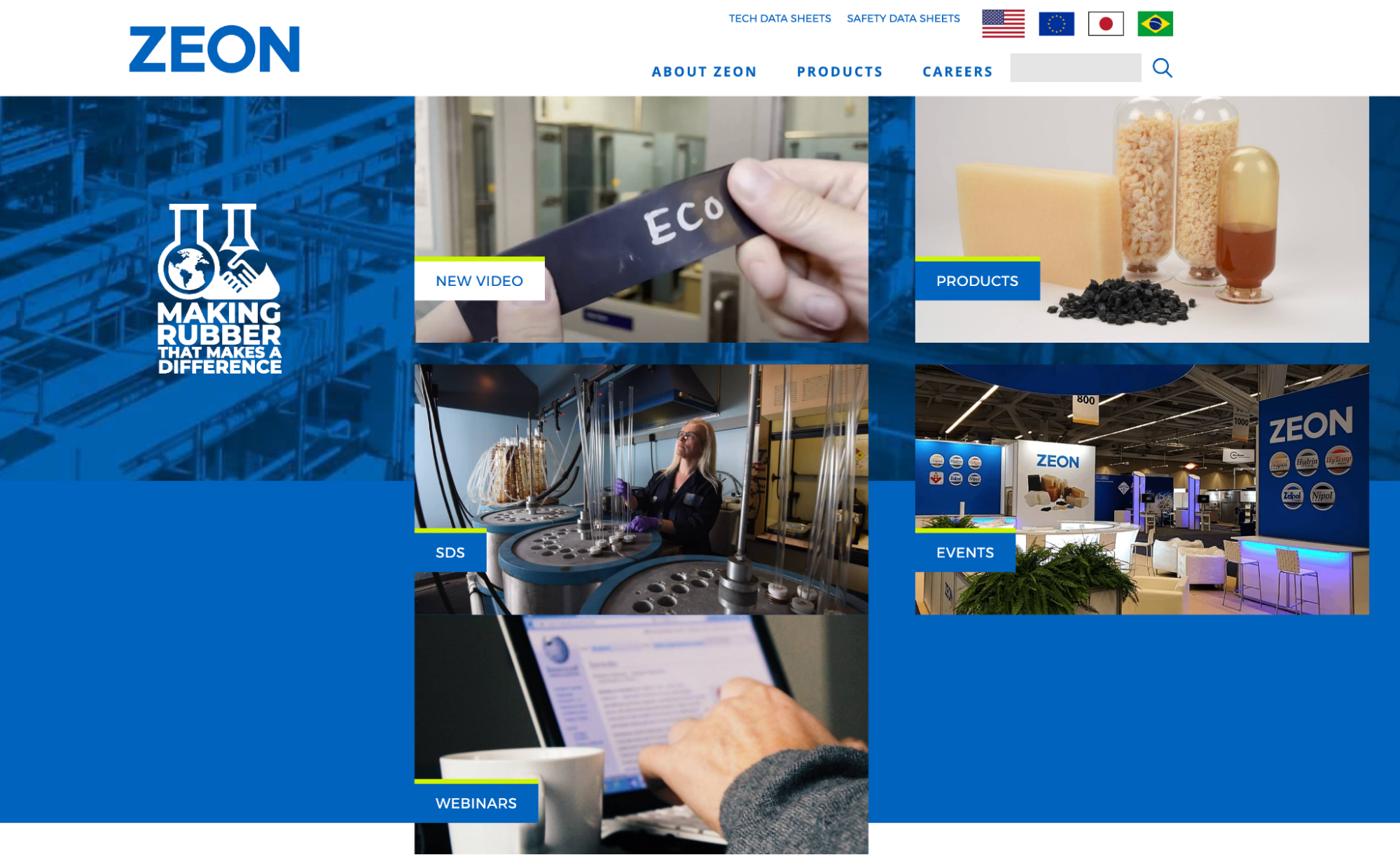 Zeon chemicals desktop home page view