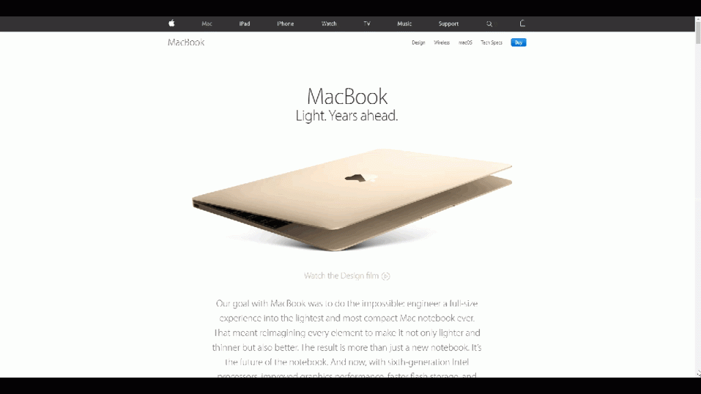 Screenshot of the Apple Product Page using modern style with minimalist colors and lots of white space Example of the Apple Product Page using modern style with minimalist colors and lots of white space
