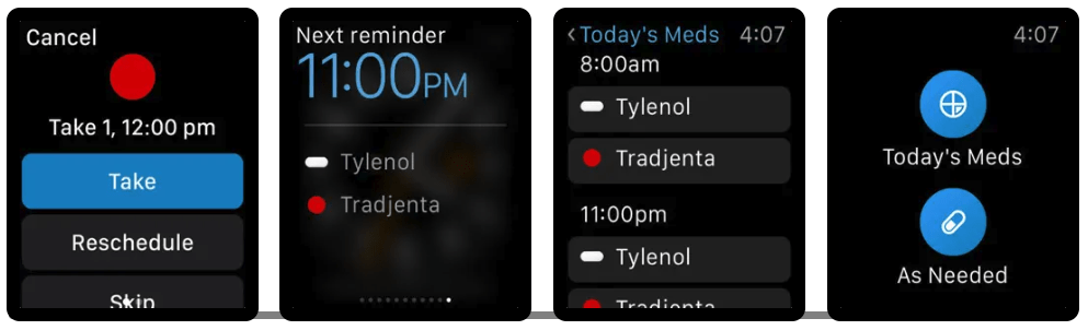 Screen shot of Apple Watch app