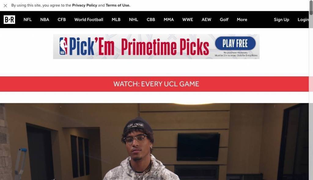 a screenshot of the Bleacher Report website homepage as an example of web accessibility