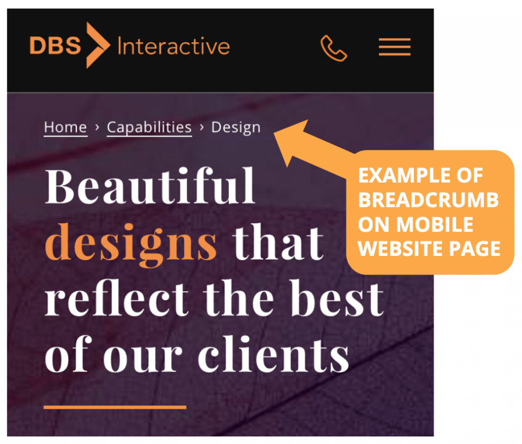 Breadcrumb navigation example of structured data web accessibility - Technical SEO blog Breadcrumb navigation uses structured data for better web accessibility and Technical SEO