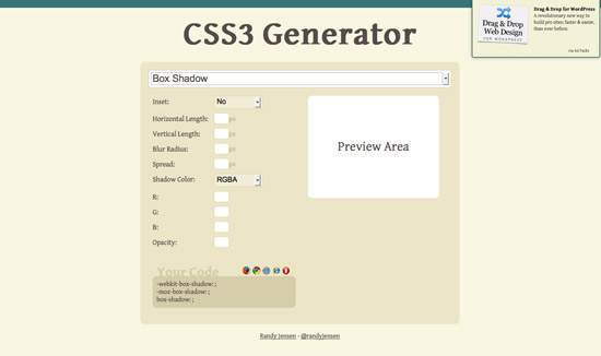 Screenshot from CSS3 Generator