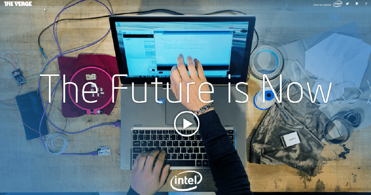 Sponsored Post Example from Intel showing hands using a laptop