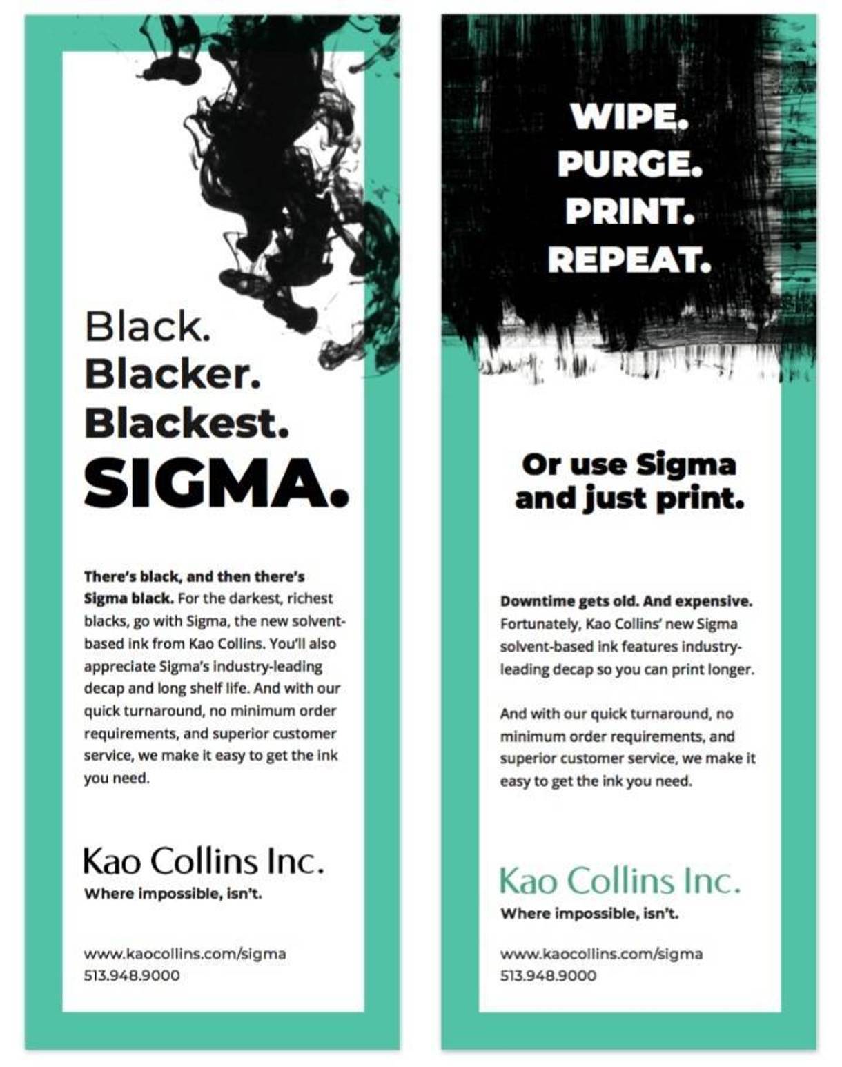 examples of our award winning b2b integrated marketing campaign for Sigma ink