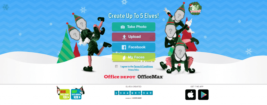Graphic of elves for Elf Yourself Microsite Example from Offie Depot