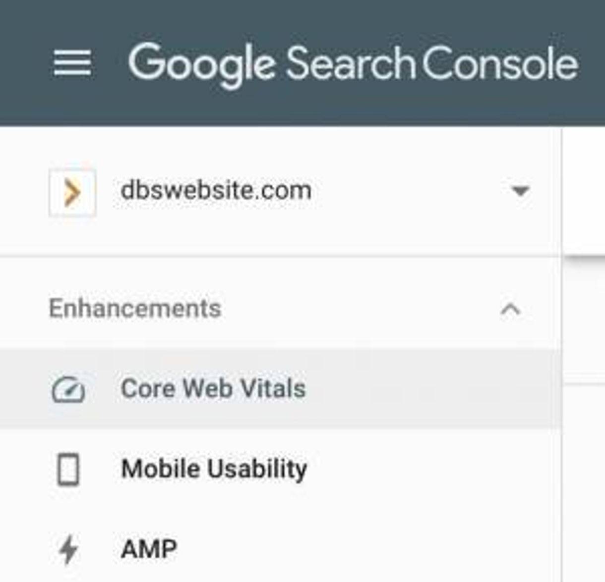 screenshot of Google Search Console dashboard showing Core Web Vitals