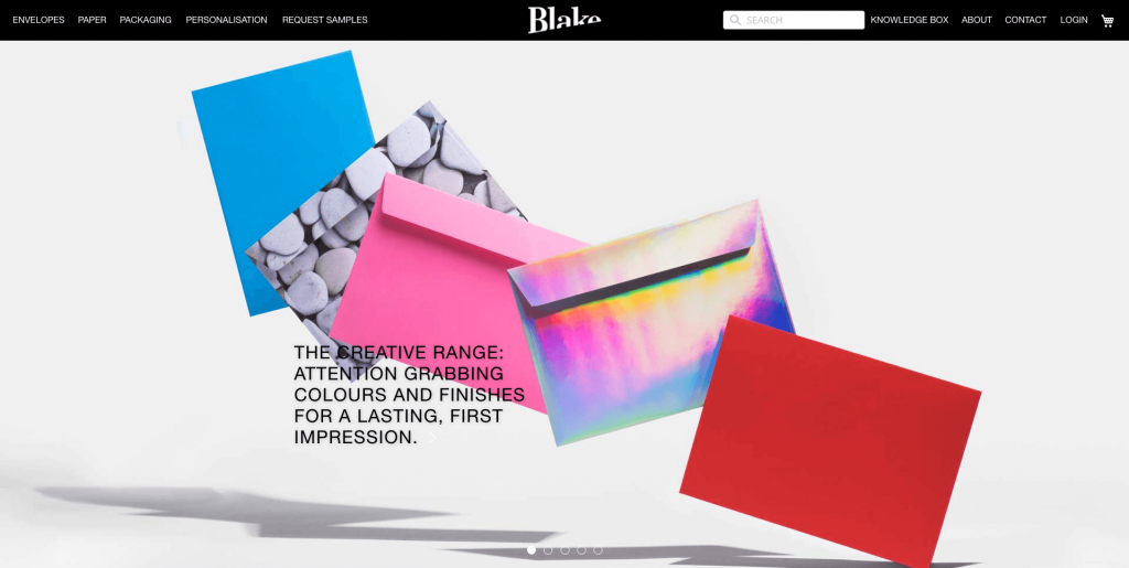 b2b website design Blake Envelopes homepage