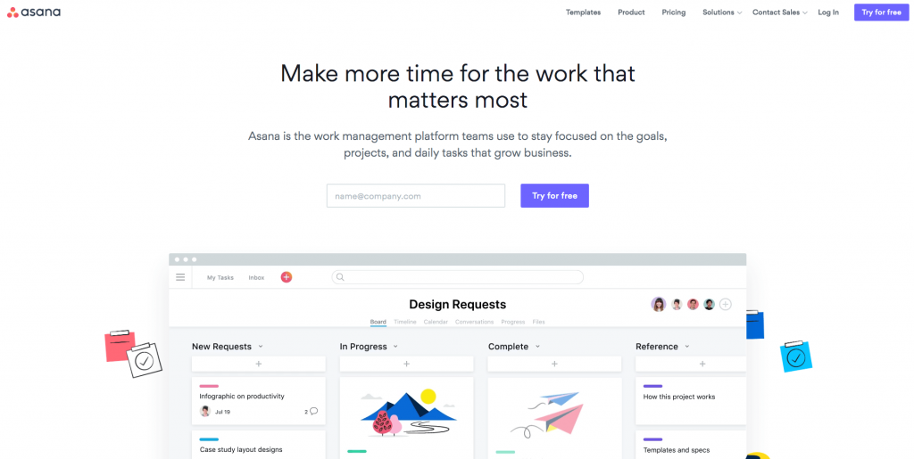 Great b2b website design Asana homepage