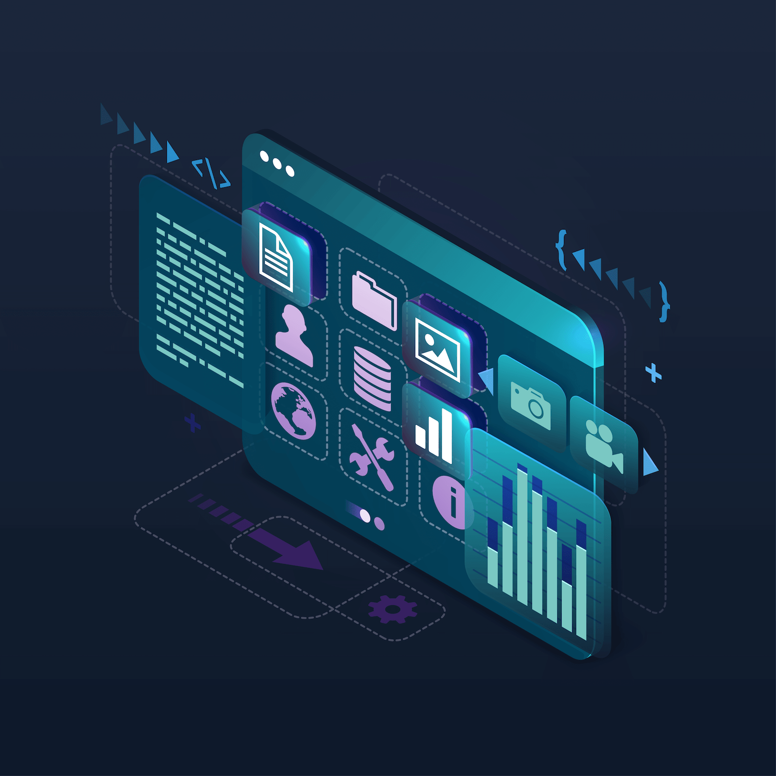 Illustration for choosing the right content management system for business