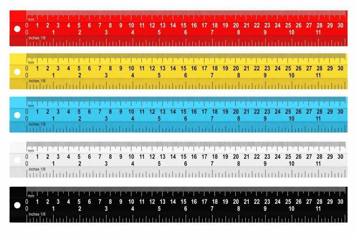 Set of colorful rulers on a white background
