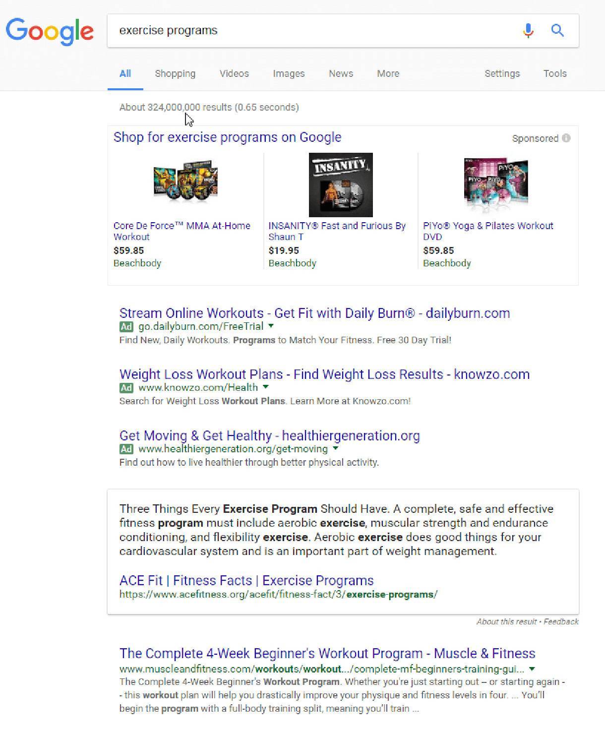 Graphic showing example of Paid Search results.