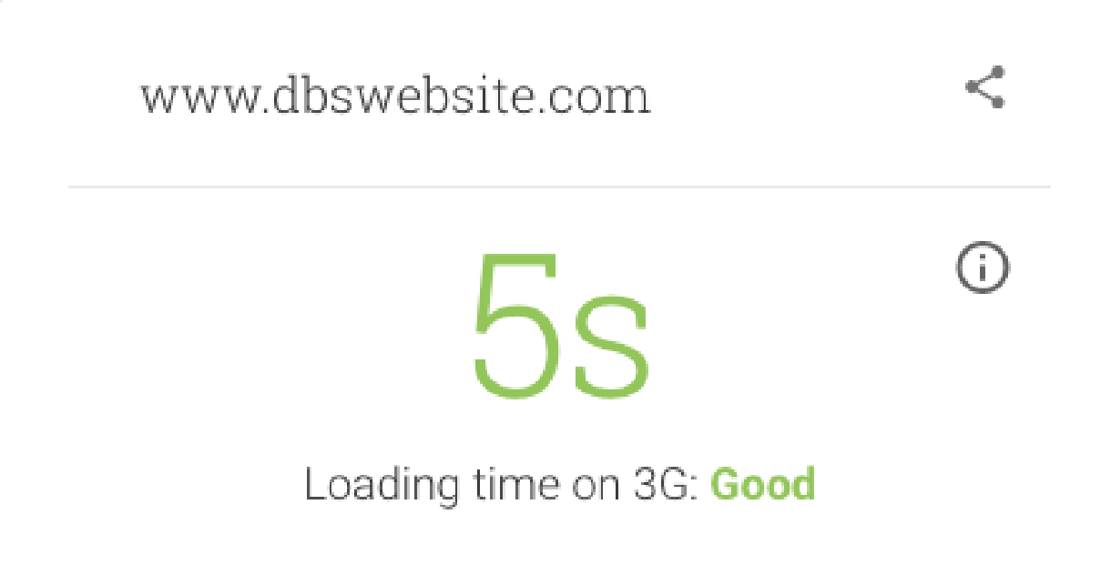 DBS website mobile site speed test results