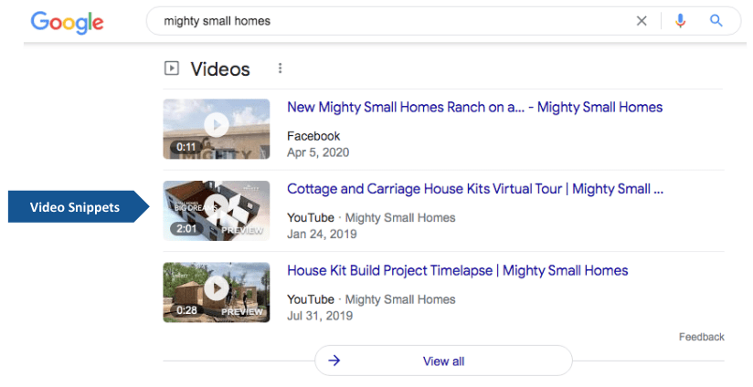 example of Video featured snippets in Google Search results