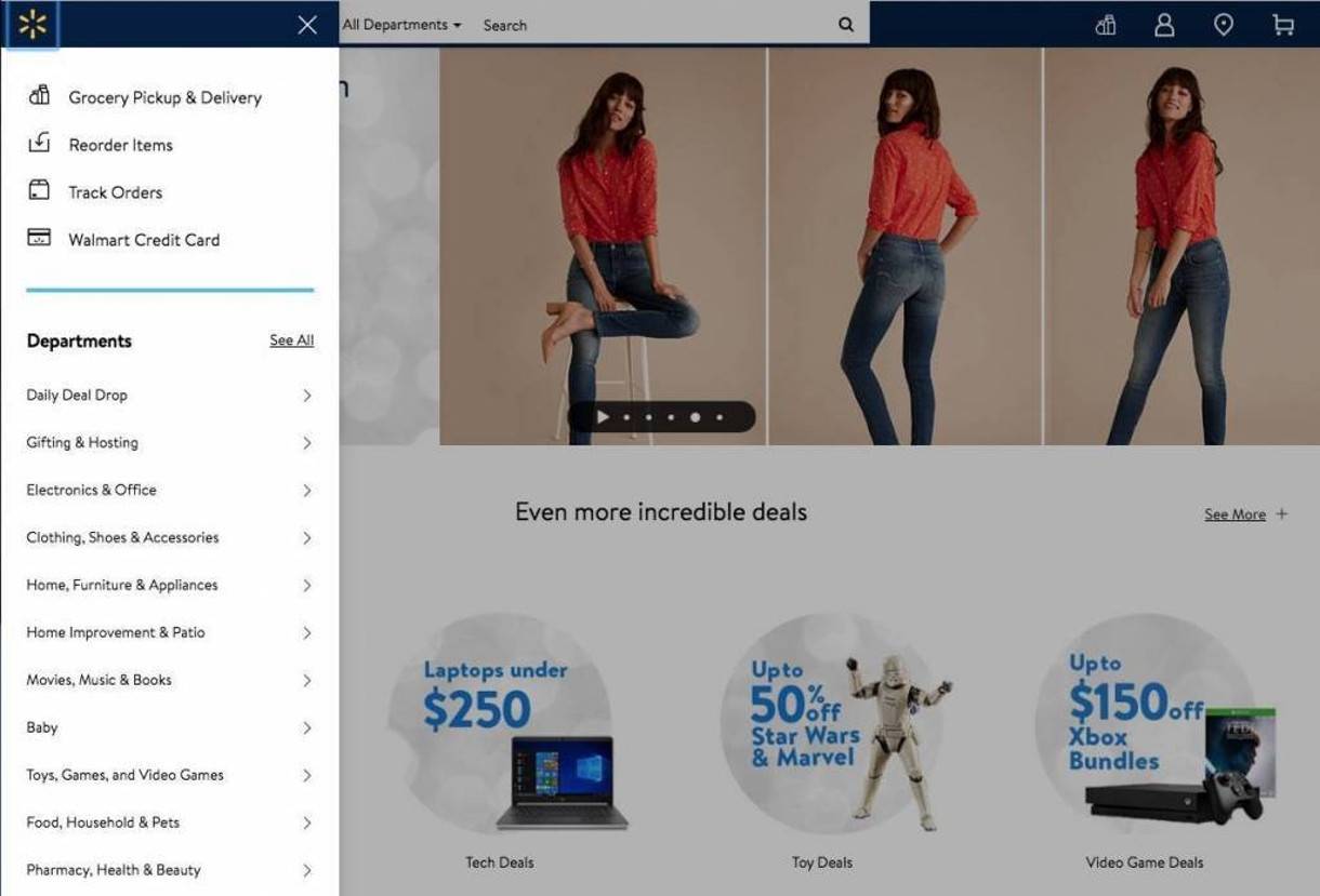 a screenshot of the Walmart website homepage navigation as an example of web accessibility