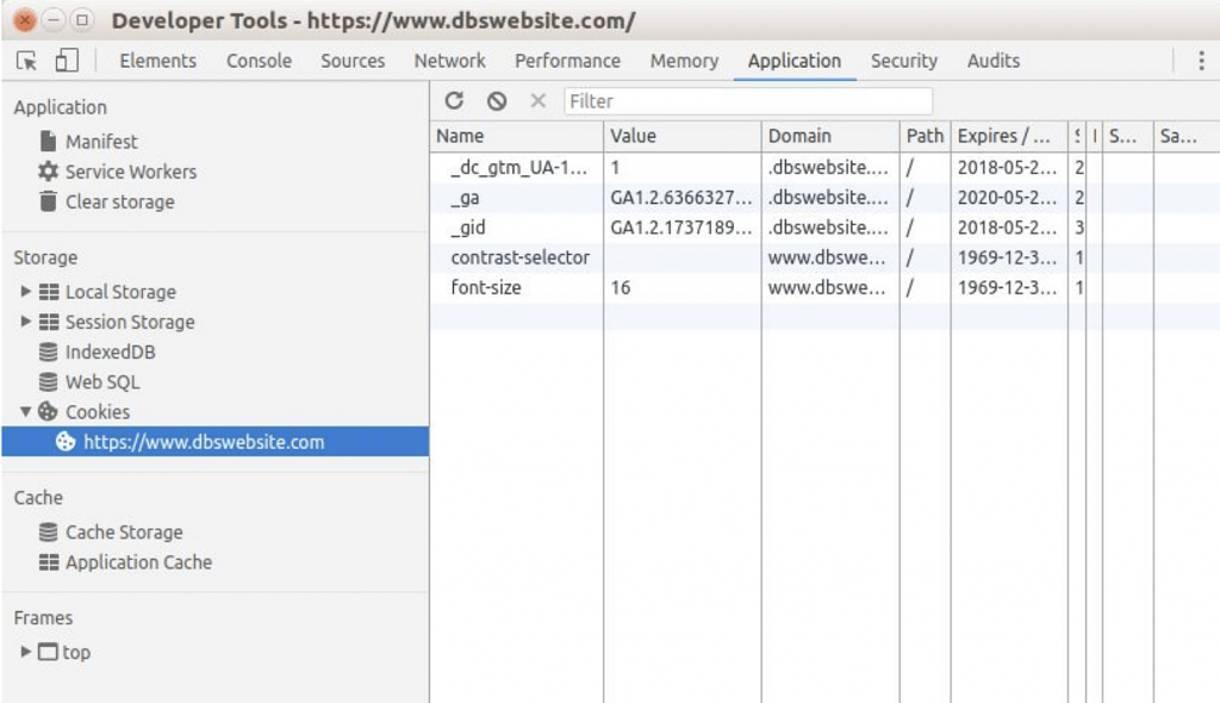 The DBS website uses 5 cookies to anonymously track visitors during their site sessions