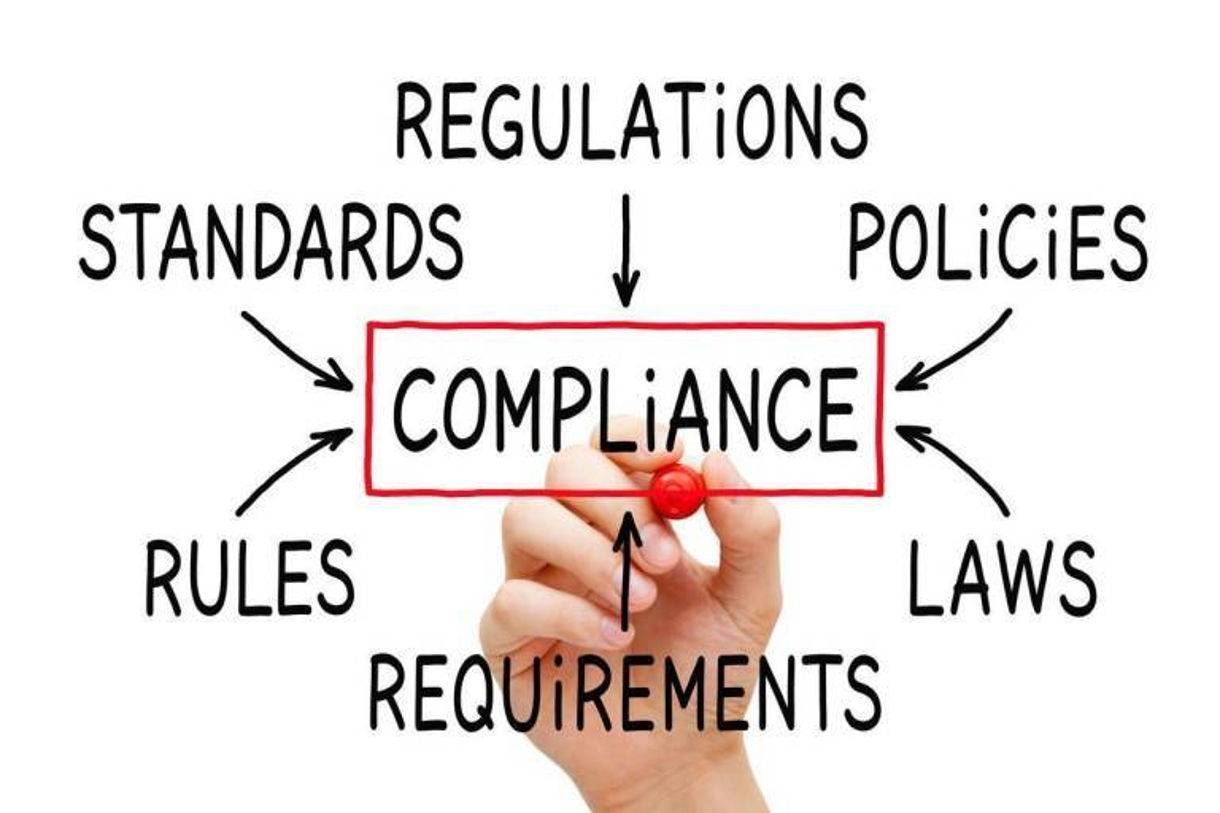 Hand drawing Compliance flow chart concept on transparent wipe board