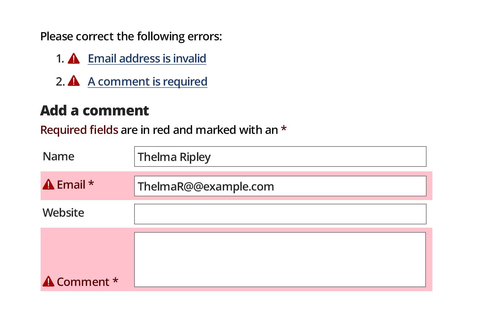 good accessibility form feedback example good accessibility form feedback example