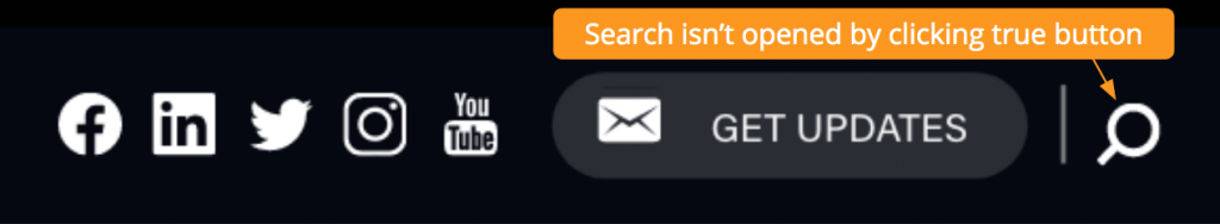 example of website Search icon that is not a true HTML button