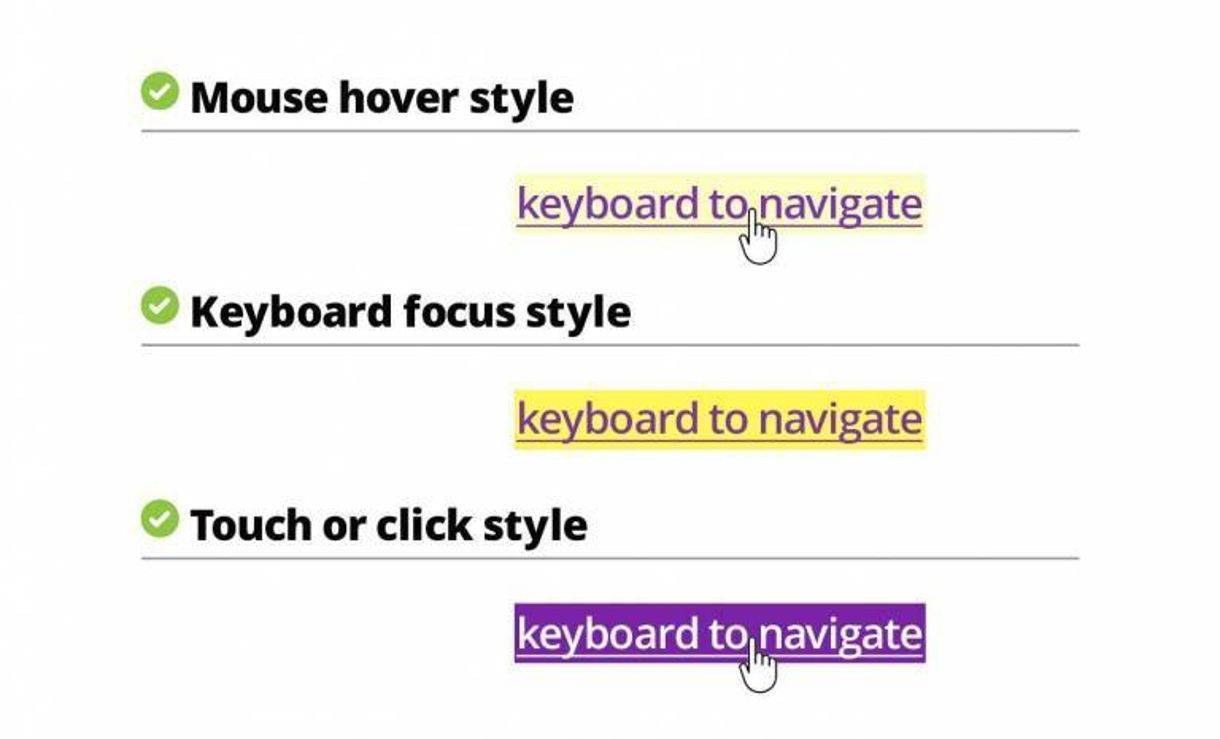 An example of accessible link highlighting styles