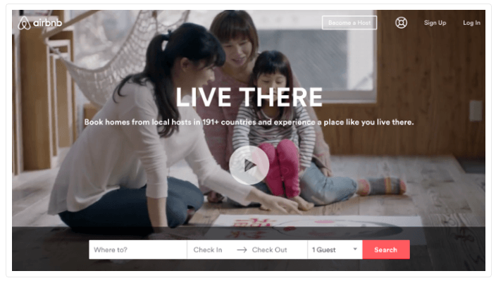 Screenshot from AirBnb demonstrating effective headlining.
