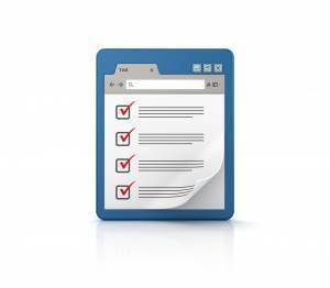 graphic illustration of a web browser with a checklist