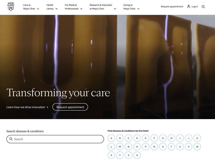 The Mayo Clinic website offers a robust search function