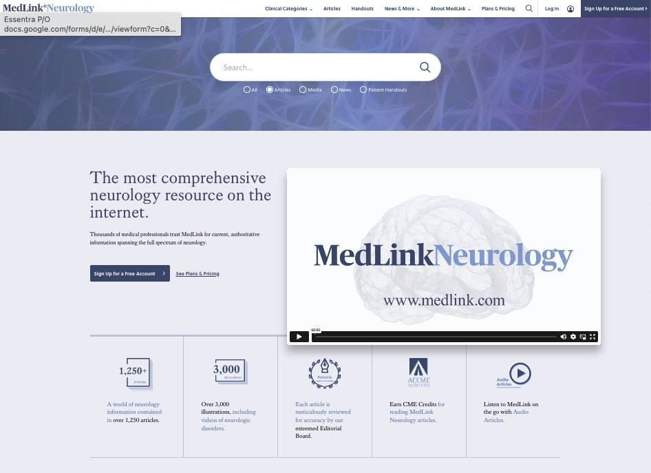 medlink home page offers many ways to discover content