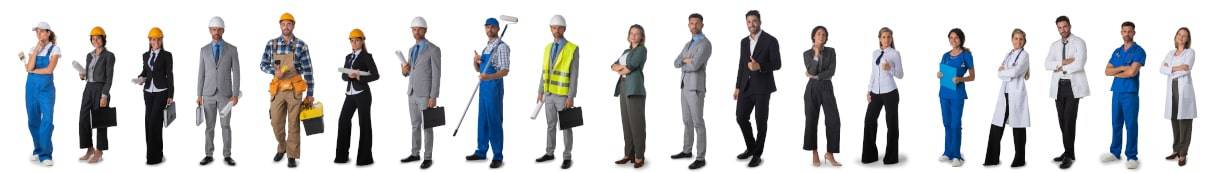 diverse employees in different clothing representing different business types for employee resource group