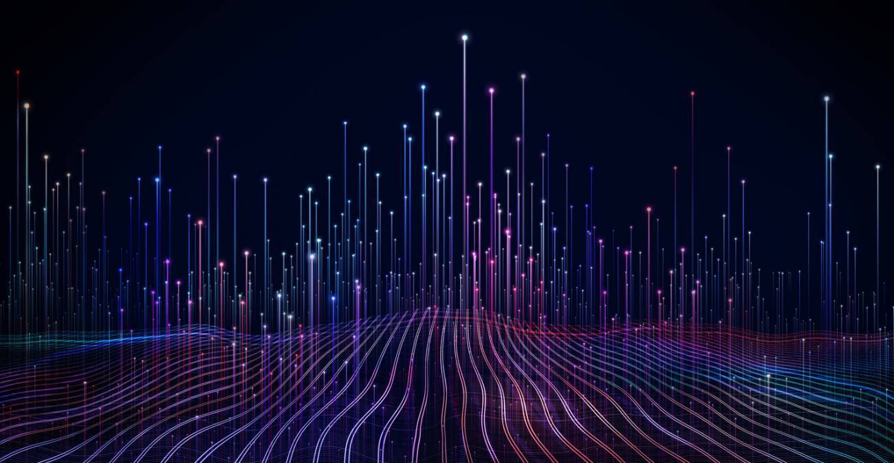 digital illustration of abstract dot point connect wave line design