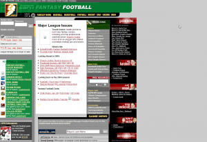 Screenshot of early ESPN page from 2005