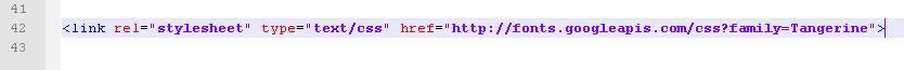 Screenshot showing coding to use google fonts