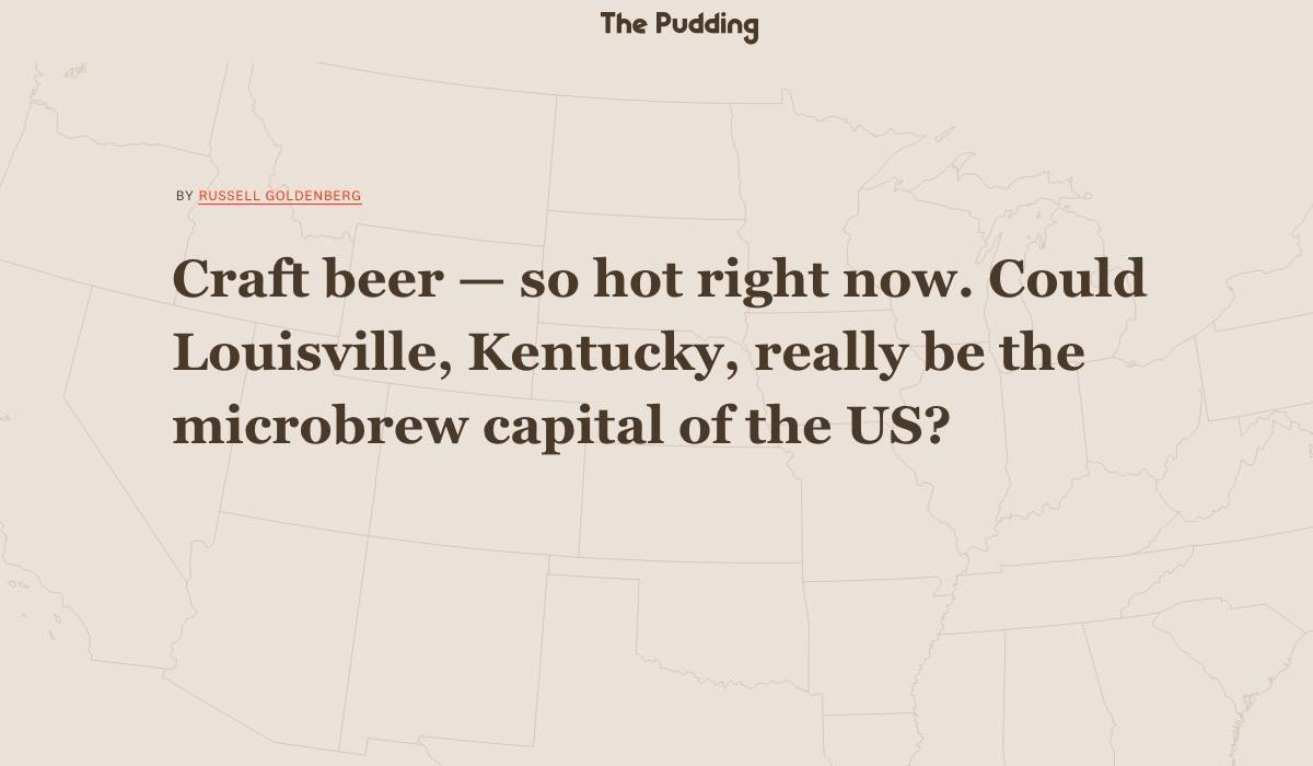 homepage of the pudding craft beer infographic with personalized message