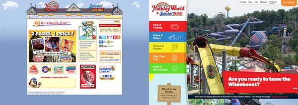 Screenshot of Holiday World website redesign