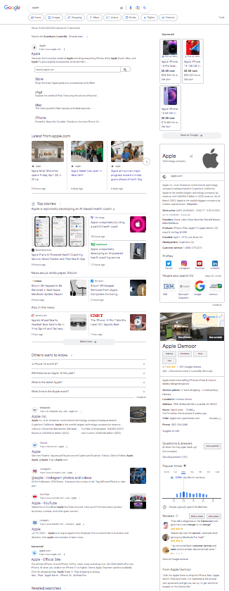 google search results for apple