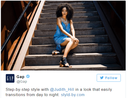 Graphic of example of Influencer Marketing from The Gap.