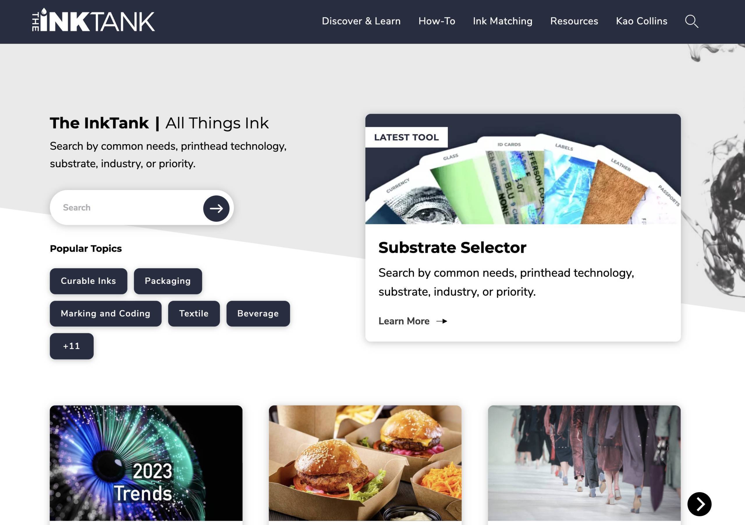 screenshot of the Ink Tank where Kao Collins publishes website content that supports its online marketing goals