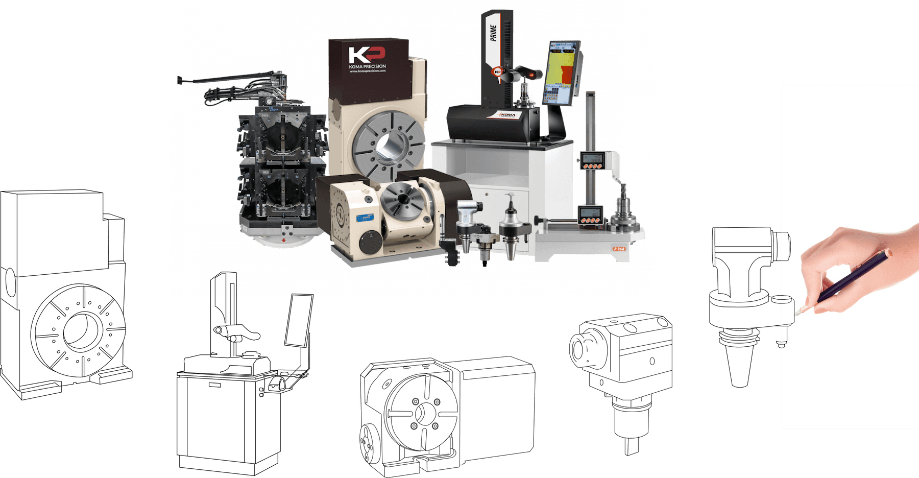 Group of Koma machines being sketched