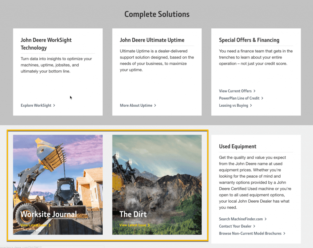 image of john deere website