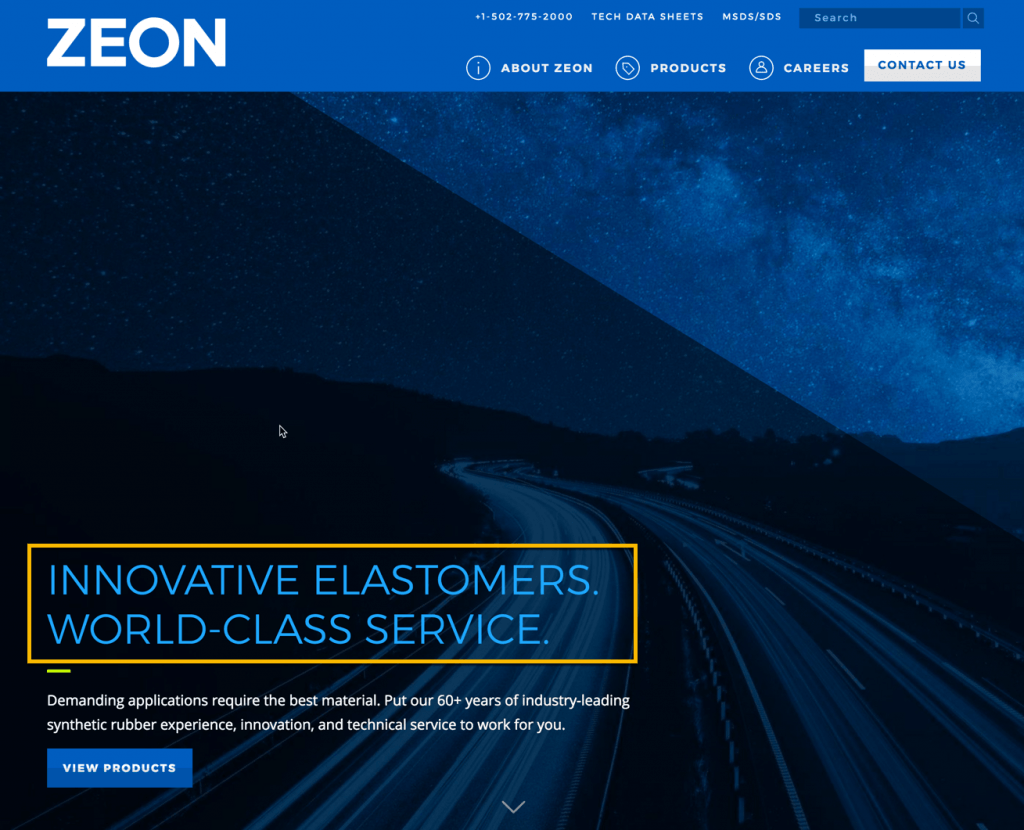 image of zeon website