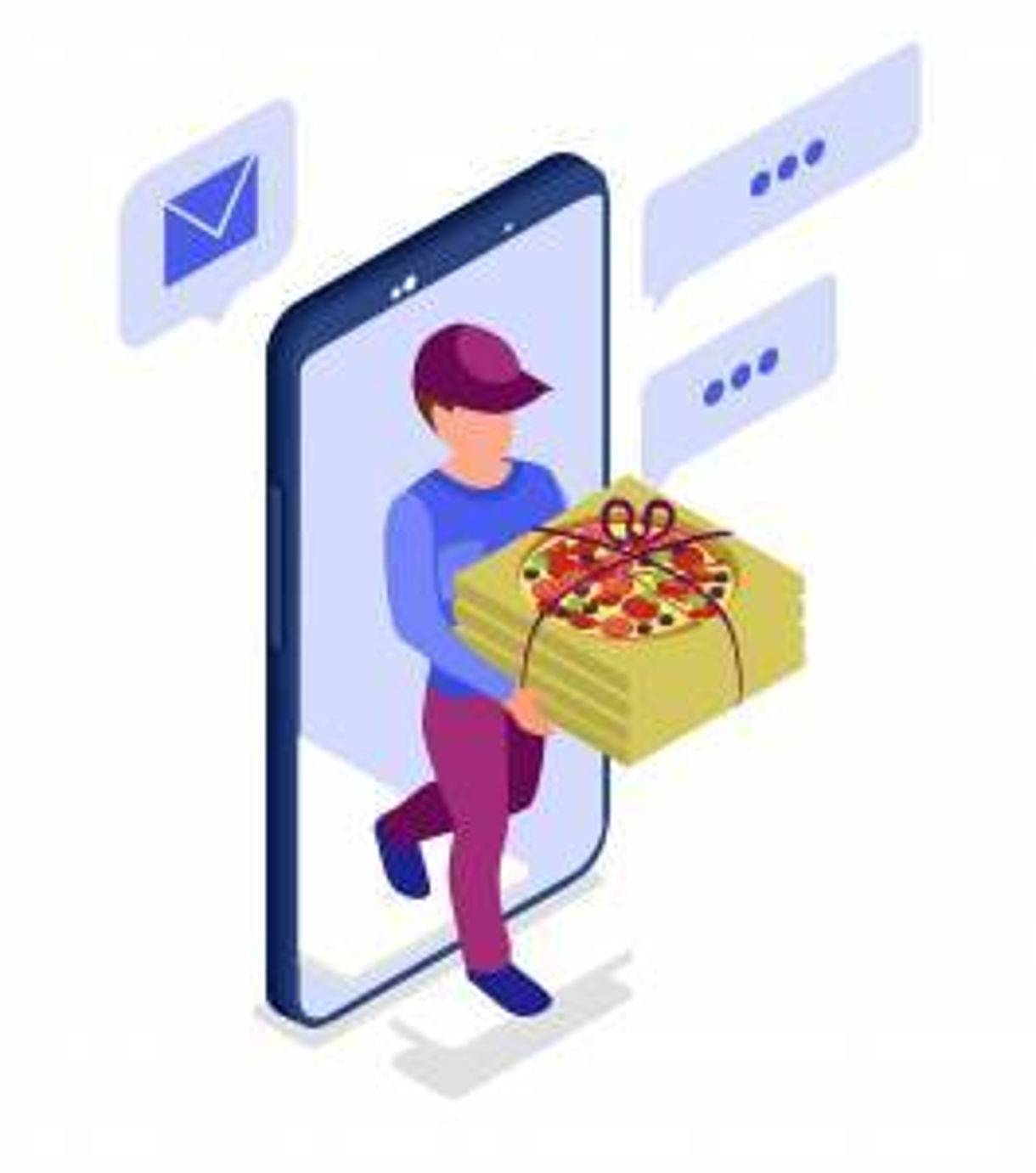 graphic illustration of a pizza delivery mobile app