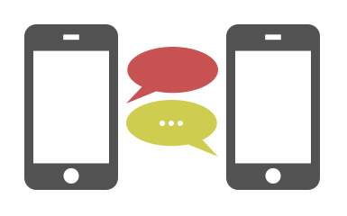 Graphic demonstrating SMS communication. Cell phone text messaging.