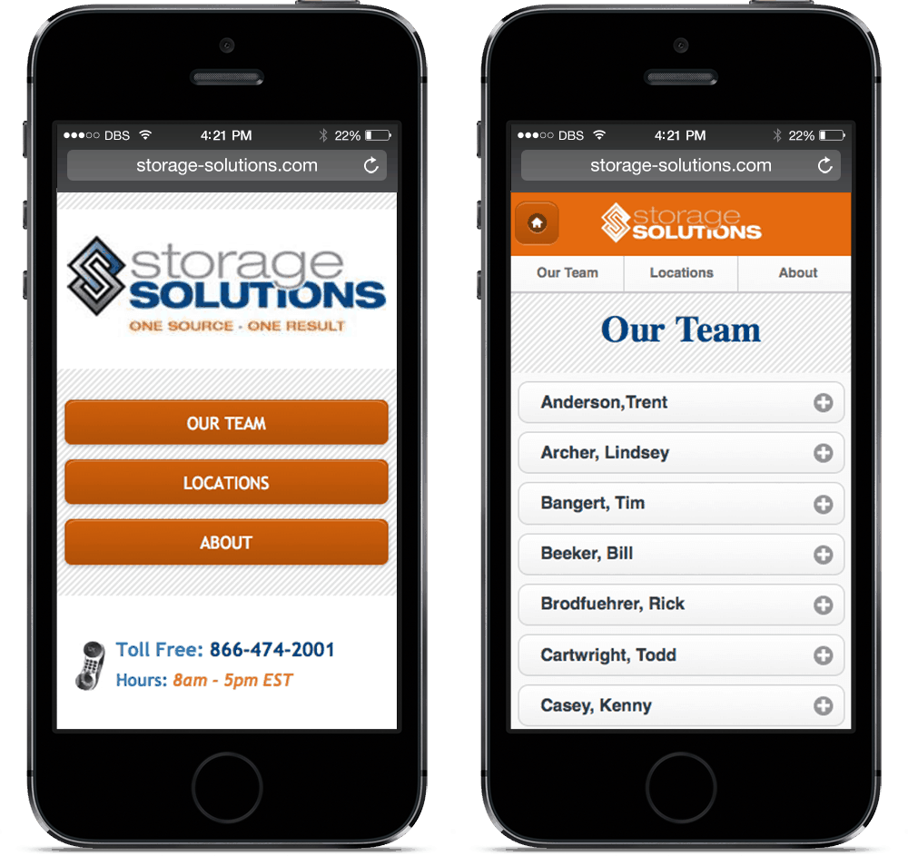 Storage Solutions Mobile Site