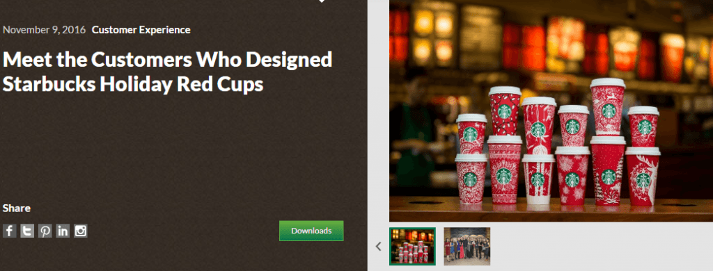 Screenshot of holiday campaign from Starbucks.