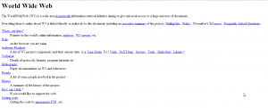 Screenshot of an example of early web page